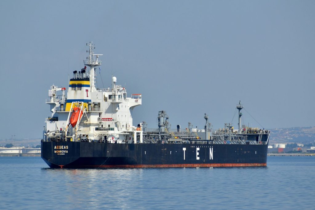 Large tanker ship sailing on calm waters